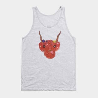 Highland Flower Cow Face Tank Top